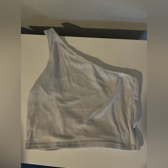 Tops - One shoulder white tank top